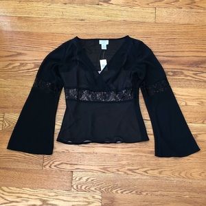 LOFT Tops - NWT Pretty Ann Taylor Loft Black Blouse w/Lace LOFT Tops - NWT Pretty Ann Taylor Loft Black Blouse w/Lace